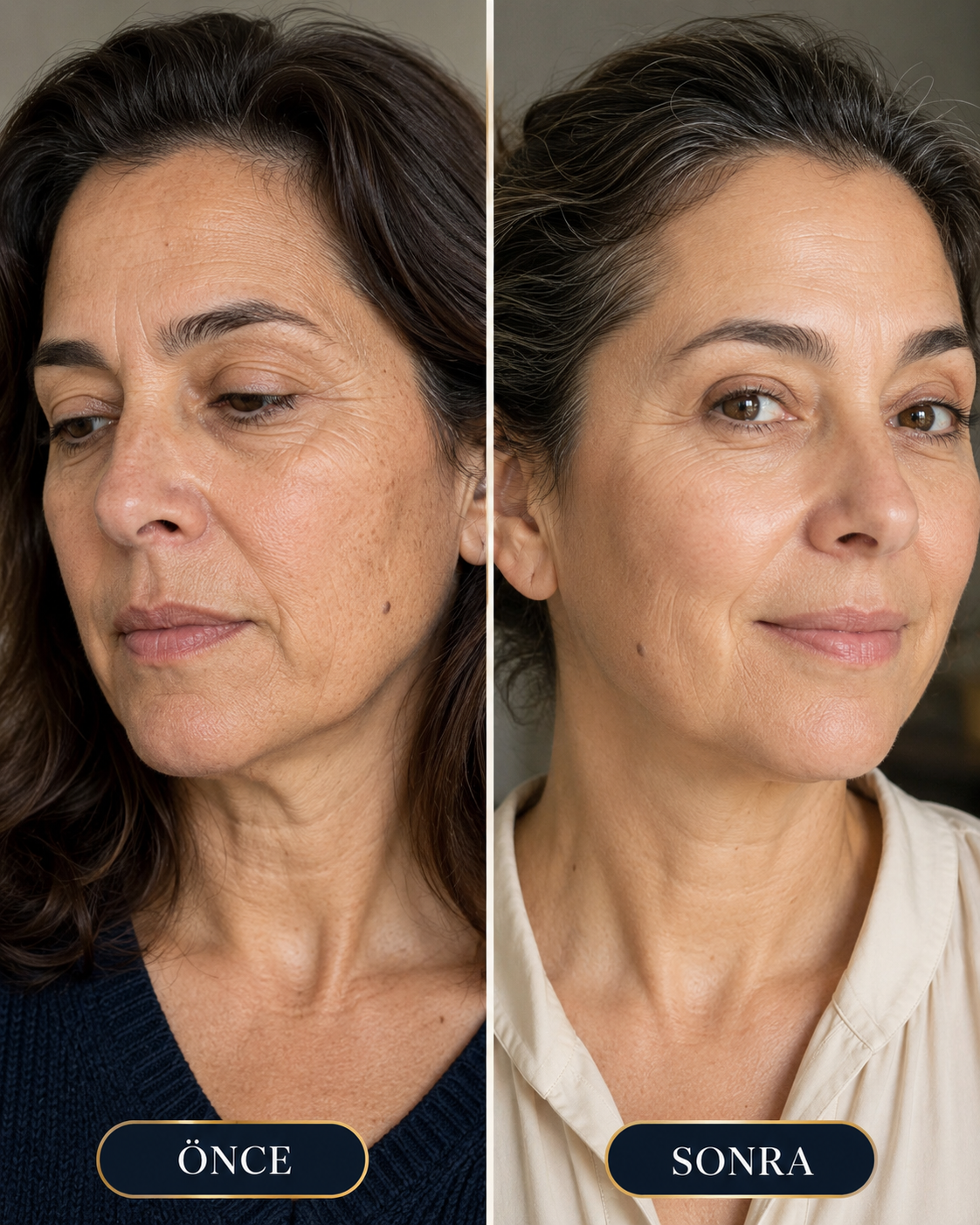Sıkılaştırıcı Peptit Serum öncesi ve sonrası kullanım görünümü